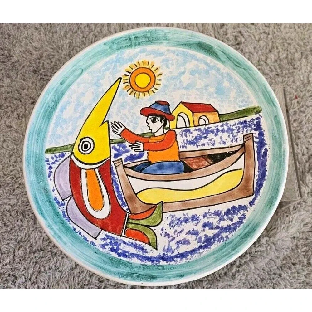 Nino Parrucca Pottery Modernist Plate 8.5